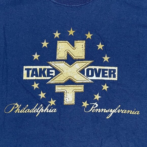 WWE NXT Takeover Philadelphia PA 2018 Pro Wrestling Blue T-Shirt Size Large - Picture 4 of 5